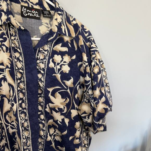 Vintage Lemon Grass Button Down Hawaiian Tropical Shirt Men's Size Large - Picture 3 of 6